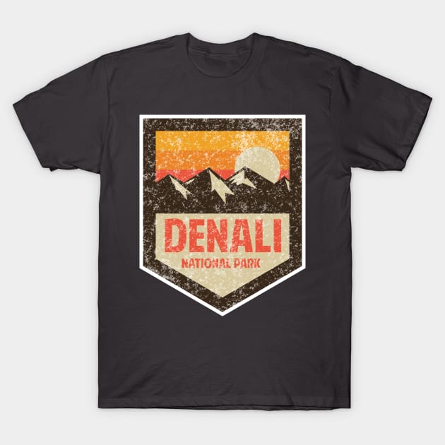 Denali National Park Retro Sticker T-Shirt by roamfree